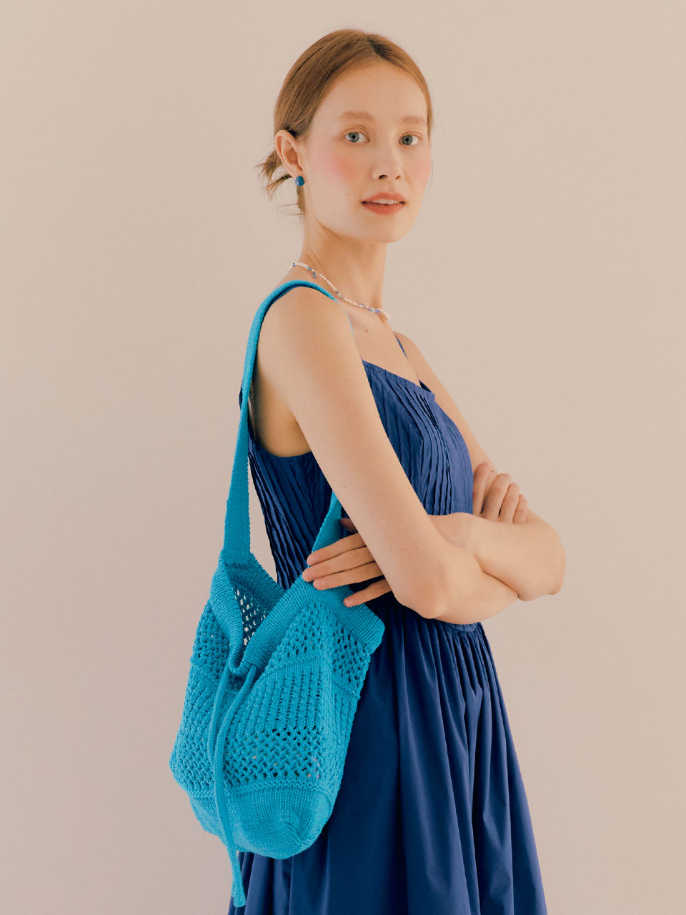 [8/16 순차배송]Crochet Bucket Bag_Teal Blue VC2236BG033M